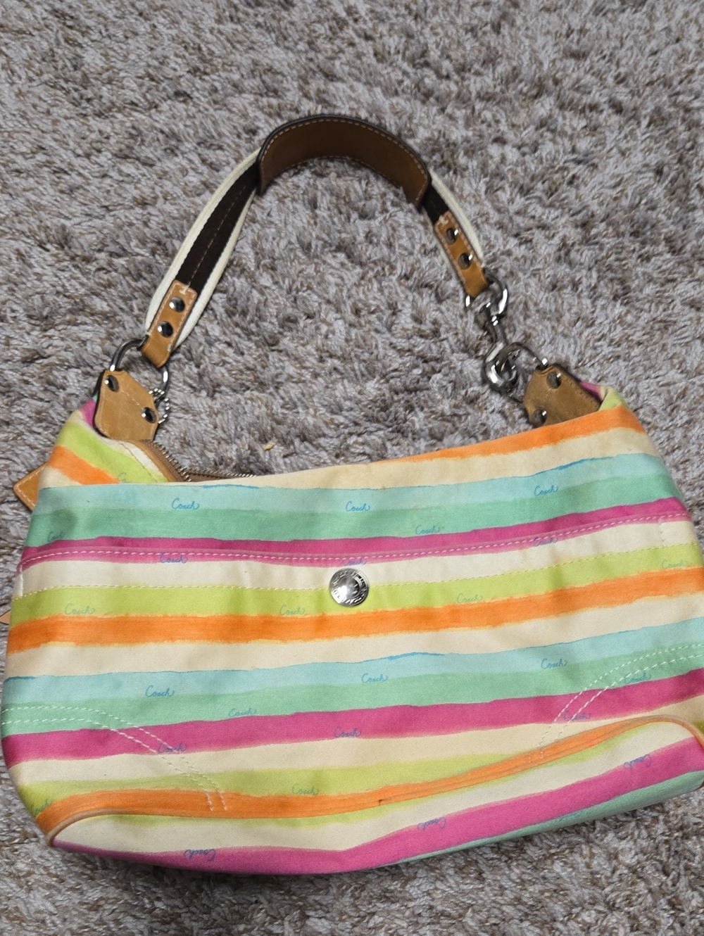Striped Multicolor Shoulder Bag - Casual Everyday Style